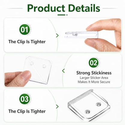 8PC Waterproof Shower Curtain Clips - No Drilling, Anti-Water Splash