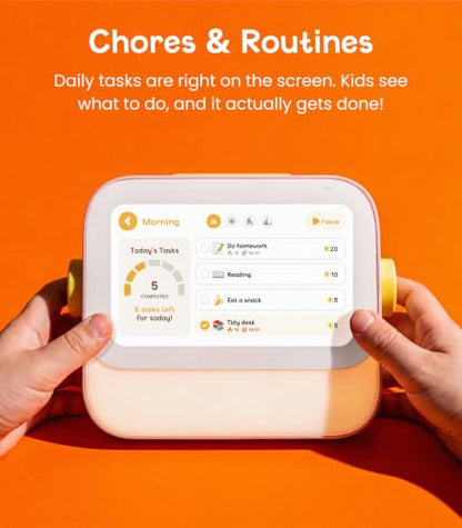 Kids Alarm Clock with Routine & Chore Chart - Bedtime Rewards & Voice Reminders