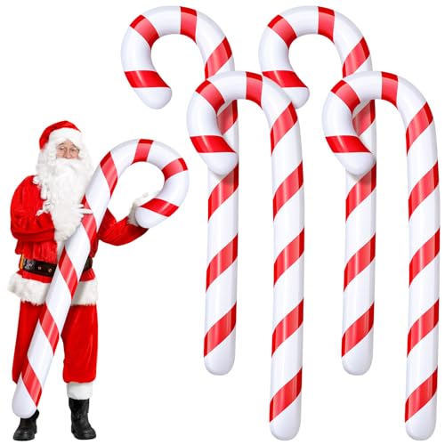 Inflatable Christmas Candy Canes Decoration 5.5 Ft - Red, Set of 4