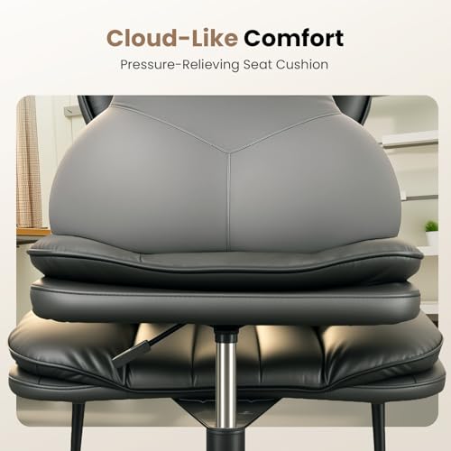 Cross Legged Office Chair with Wheels - Ergonomic Kneeling Chair, Height Adjustable, Wide Cushioned Seat, Black - Standard Size