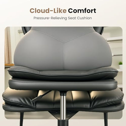 Cross Legged Office Chair with Wheels - Ergonomic Kneeling Chair, Height Adjustable, Wide Cushioned Seat, Black - Standard Size