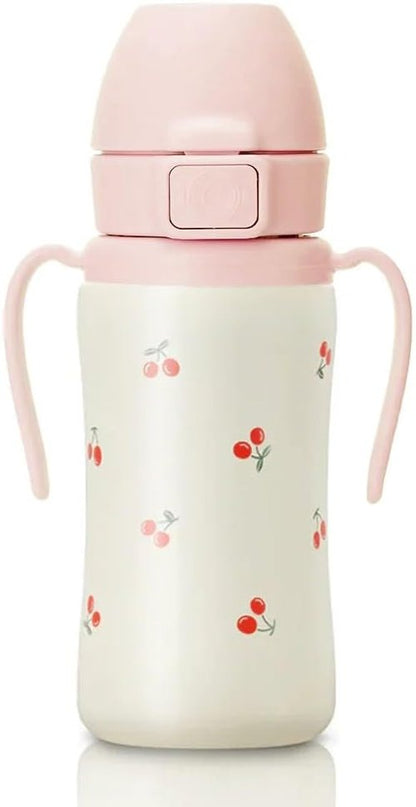 GROSMIMI Insulated 316 Stainless Steel Straw Cup - Spill Proof & BPA Free for Toddlers | Cherry, 10oz