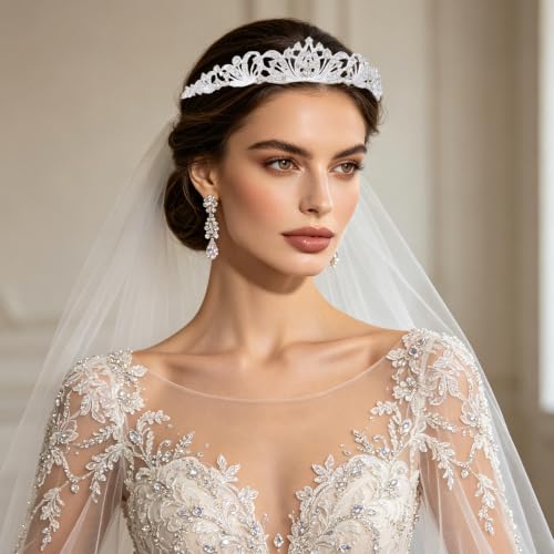 Silver Tiara for Women Bride Princess Crown - Medium Variation