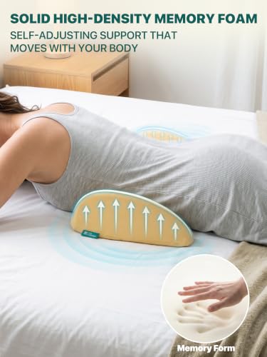 Yellow Memory Foam Lumbar Support Pillow for Sleeping & Back Pain Relief 21x11.5x4.3in