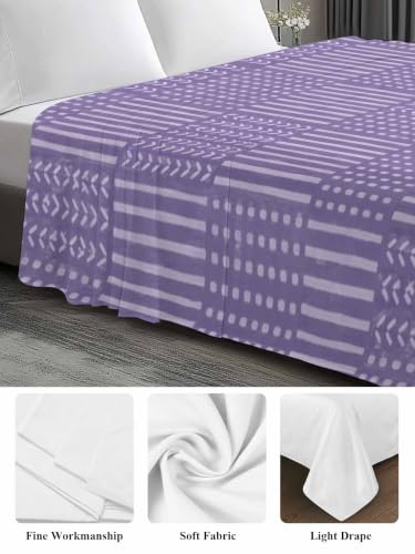 Purple King Flat Sheet Microfiber Bedding - Modern Geometric Checkered Lines