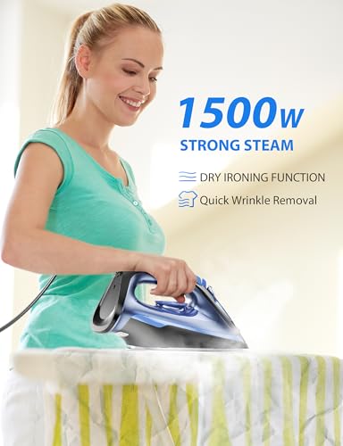 Sundu 1500W Steam Iron with Ceramic Soleplate & Auto-Off - Terra Blue