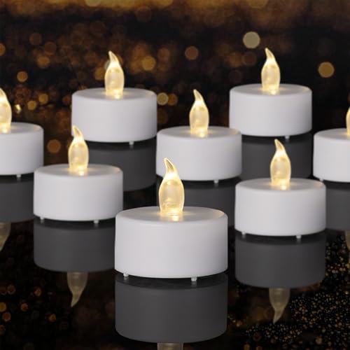 Flameless Tea Lights Battery Operated Candles Warm White 24 Pack - Safe & Long Lasting