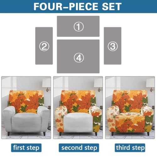Fall Maple Recliner Slipcover - Vintage Fall Maple Style, Stretchy Furniture Protector
