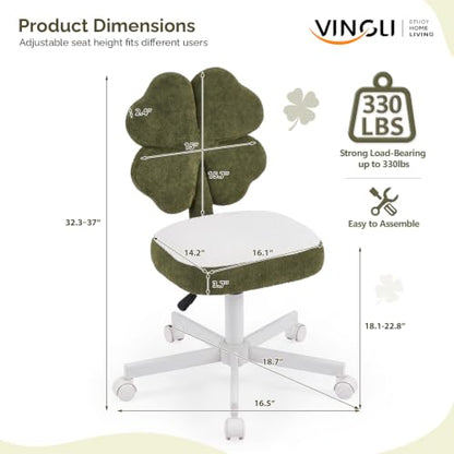 VINGLI Lucky Clover Armless Vanity Chair in Dark Green – Small Space