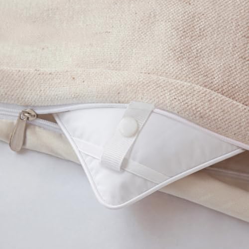 Oversized King Chenille Duvet Cover - Boho Bedding with 8 Snaps, Beige