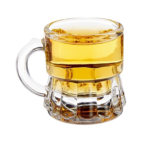 Mini Mug Shot Glasses with Handles - 1 Oz Clear Reusable Set - Wedding & Party Favors