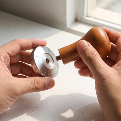 51mm Stainless Steel Espresso Tamper with Dark Wood Handle
