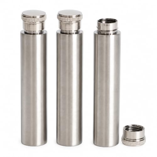 3 Pack Stainless Steel Pocket Flasks for Liquor 1 oz Discreet Travel Set