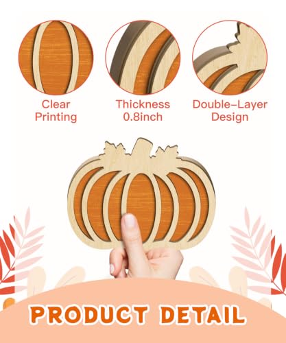 Putuo Decor 3pcs Fall Pumpkin Table Decorations - Orange Blue Plaid Variation