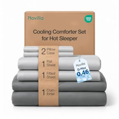 Queen Cooling Comforter Set - 5 Pieces All-In-One Sleep Bedding