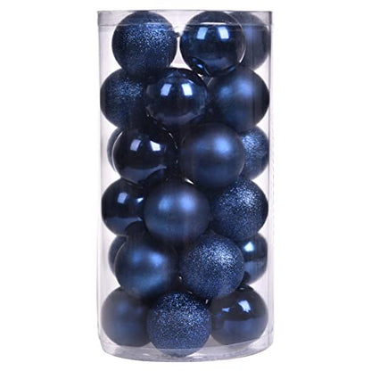 Deep Blue Christmas Ball Ornaments 30pcs 2.36 Inch Shatterproof Holiday Tree Decorations