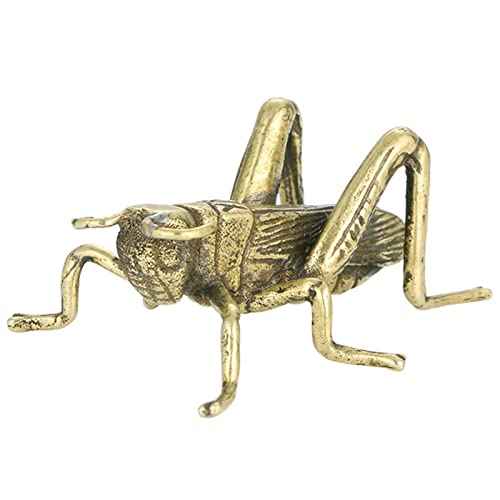 Copper Small Cricket Garden Figurine Statues, Solid Brass Lucky Cricket Rustic Fireplace Hearth Mantle Decor Home Study Desk Fun Children's Room Decoration (B)