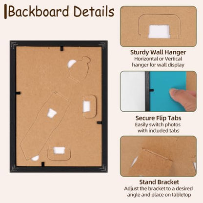 5x7 Inch Picture Frame Set of 22 - Black Wall & Tabletop Photos