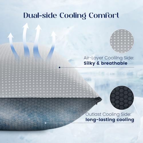 Dream Valley Full Body Pillow for Adults - Dark Grey, Adjustable Loft, Cooling Technology, Memory Foam, 20 x 54 in