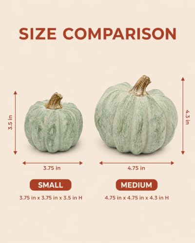 Cream Sage Orange 3-Pack Fall Decor Resin Pumpkin Decorations Indoor