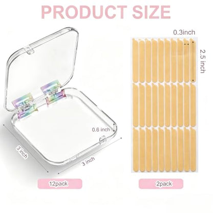 12Pcs Nail Storage Box with Double-Sided Adhesive Tape for Press-On Nails and Crafts