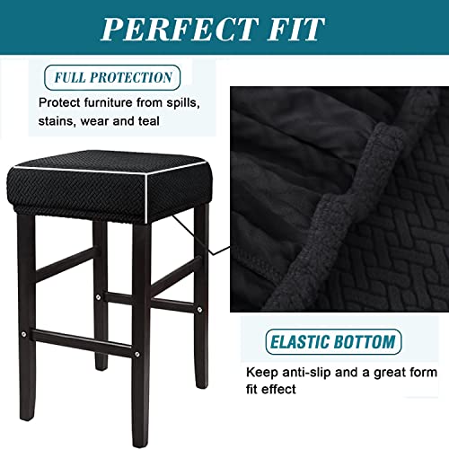 Rectangle Bar Stool Cover 2 Pack Black - Stretchable, Protective Slipcovers for 14-20in Chairs - Variation of THIS listing