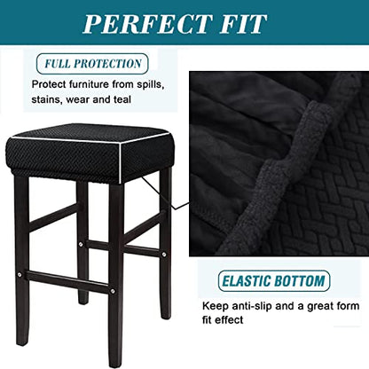 Rectangle Bar Stool Cover 2 Pack Black - Stretchable, Protective Slipcovers for 14-20in Chairs - Variation of THIS listing