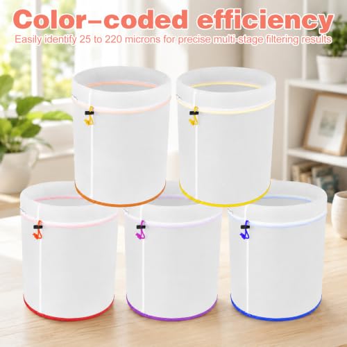 5-Pack Fine Mesh Nylon Strainer Bags for Food & Beverages - Multiple Mesh Sizes