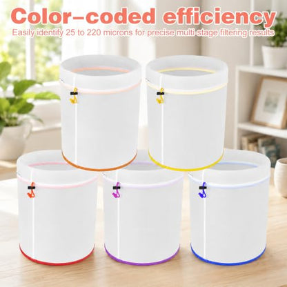 5-Pack Fine Mesh Nylon Strainer Bags for Food & Beverages - Multiple Mesh Sizes
