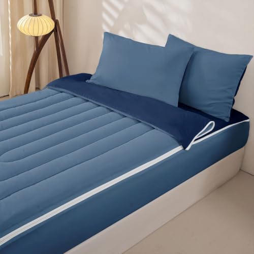 Feelyou Navy Blue Twin Comforter Set Zipper Bedding for Kids Boys Girls