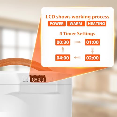 White 20L Large Towel Warmer with LCD Timer & Auto Shut Off - Bathroom Spa Heating