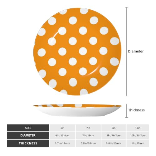 7in Orange and White Polka Dot Ceramic Decorative Plate with Stand & Hook - Home Decor