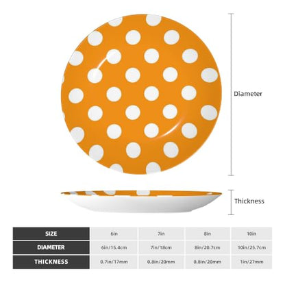 7in Orange and White Polka Dot Ceramic Decorative Plate with Stand & Hook - Home Decor