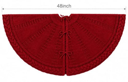 Medium Braided Cable Knit Christmas Tree Skirt - Neutral Farmhouse Holiday Decor
