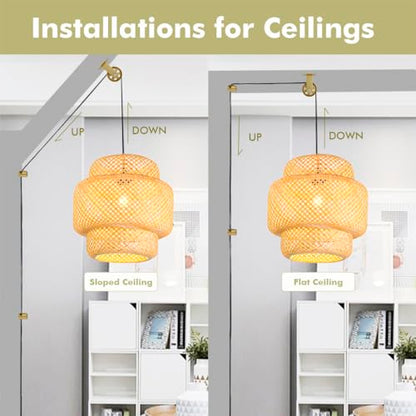Gold Pulley Wheel for Pendant Lights & Ceiling Fans, Swag Hook Kit