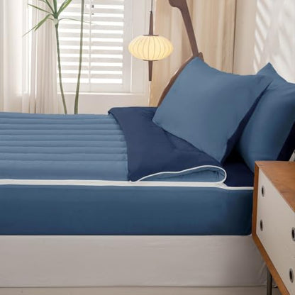 Feelyou Navy Blue Twin Comforter Set Zipper Bedding for Kids Boys Girls