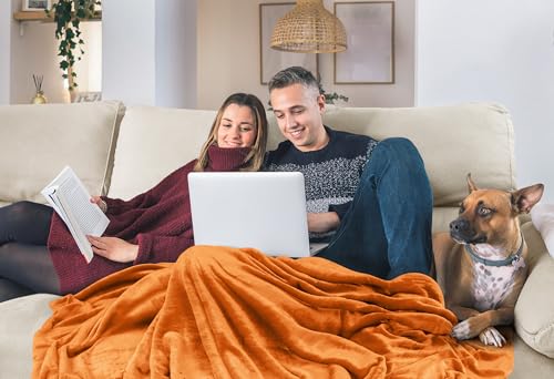 Utopia Bedding Fleece Blanket Queen Size Burnt Orange 300GSM (90x90 Inches) Luxury Soft Bed Blanket (Bulk Pack of 9)