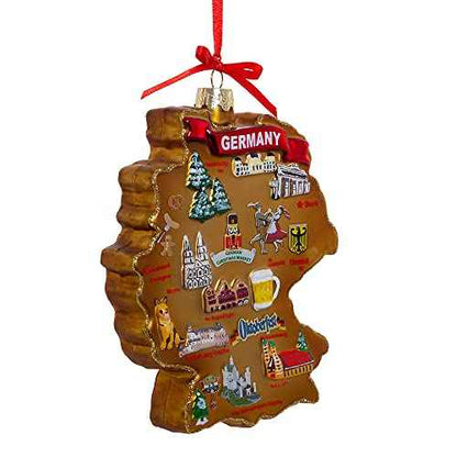Kurt Adler Germany Map Glass Ornament, 5 inch, Multi Color