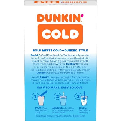 Dunkin' Cold Caramel Flavored Powdered Single Serve Instant Coffee Packs, 6 Count