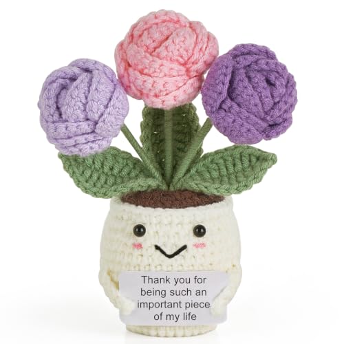 Thank You Gifts for Women - Handcrafted Crochet Rose Flower