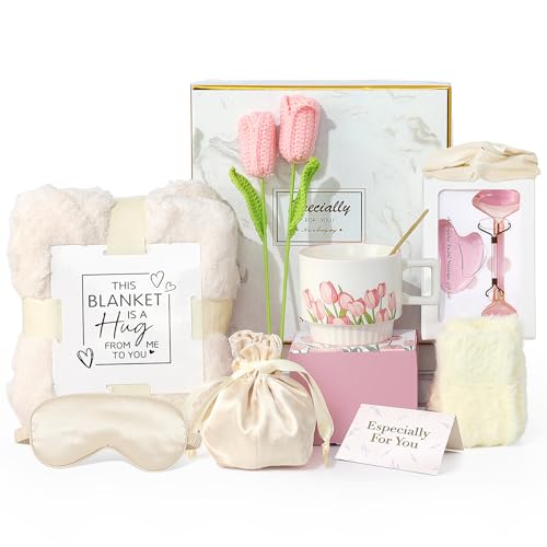 Luxury Gift Basket for Women with Blanket, Mug, Spa Set & More