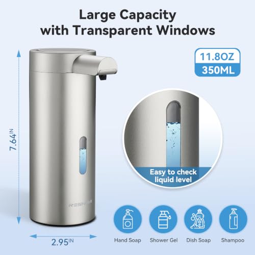 Automatic Liquid Soap Dispenser Touchless Stainless Steel Rechargeable - Silver