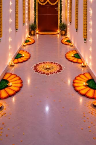 Reusable Handmade Lotus Rangoli Mats Set of 4 for Diwali & Festive Decor