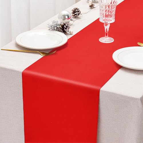 Red Satin Table Runner 12 x 108 Inches - Valentine's Day Decor, Set of 12 - Variation: Red / 12