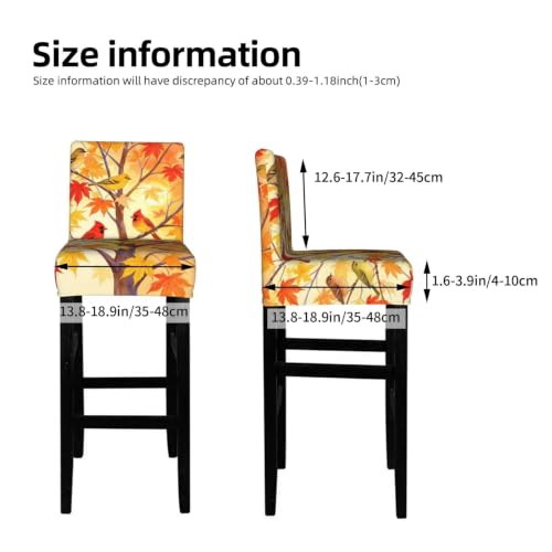 Autumn Tree Birds Bar Stool Covers Set of 2 - Elastic Polyester Protect & Decor