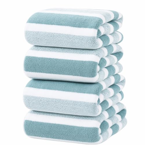 Large Microfiber Bath Towel Set - Light Green, 34.6 x 67 Inches, 4 Pieces