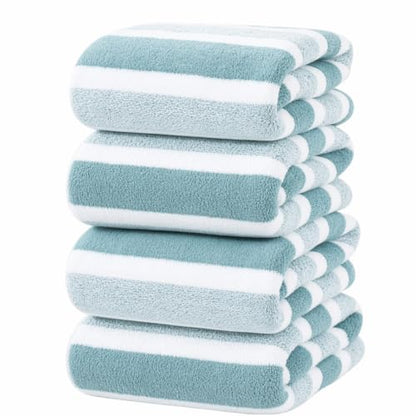 Large Microfiber Bath Towel Set - Light Green, 34.6 x 67 Inches, 4 Pieces