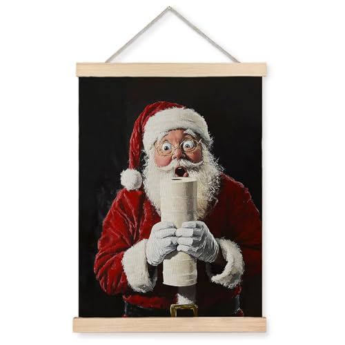 Exqcom Santa Bathroom Decor Wall Art Poster - Funny Christmas Toilet Humor, 12x16 Inches - Variation of THIS listing