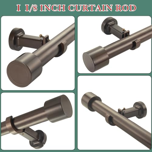 Heavy Duty 36-inch Curtain Rod Set with Solid Aluminum Finials - Dark Bronze