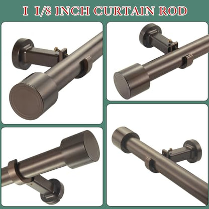Heavy Duty 36-inch Curtain Rod Set with Solid Aluminum Finials - Dark Bronze